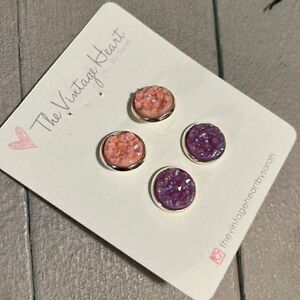 New Peach + Lavender Druzy Stud Earrings